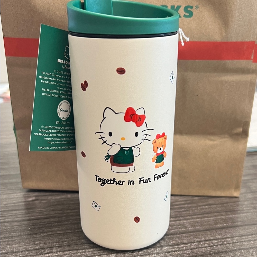 Starbucks Hello Kitty White and Green Tumbler